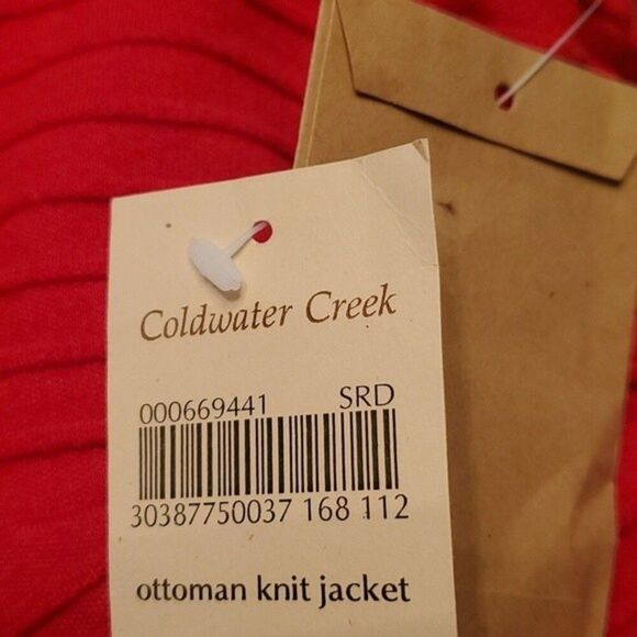 Coldwater Creek Ottoman Red Lightweight Button Front Textured Knit Jacket - Picture 7 of 7